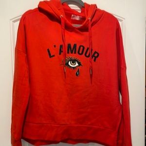 Betsy Johnson red L’Amour hoody size XL
